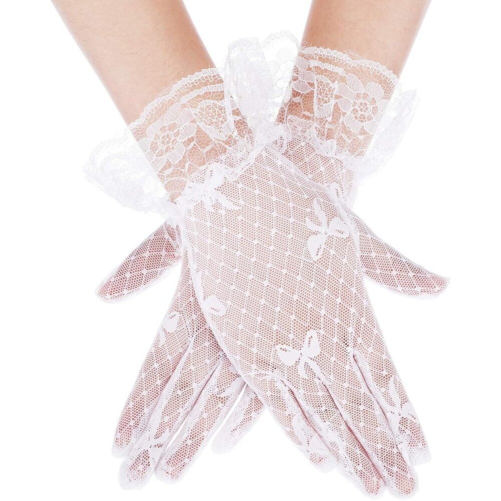 Women's Elegant Dress Up Lace Gloves White Halloween Wedding Parties Prom